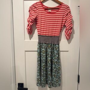 Matilda Jane Red Striped and Blue Floral Midi Dress